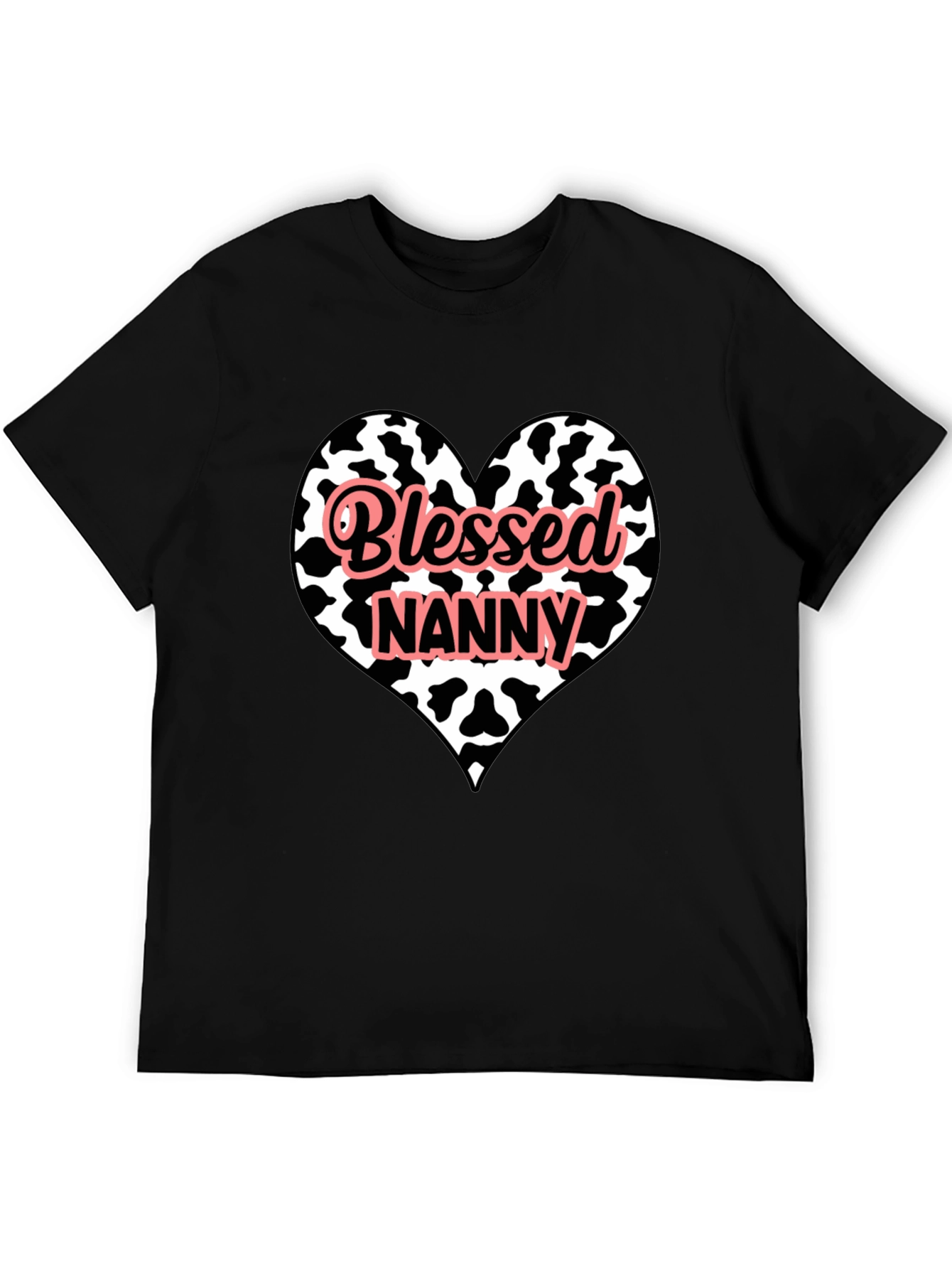 Blessed Nanny Heart Cow Print T-Shirt