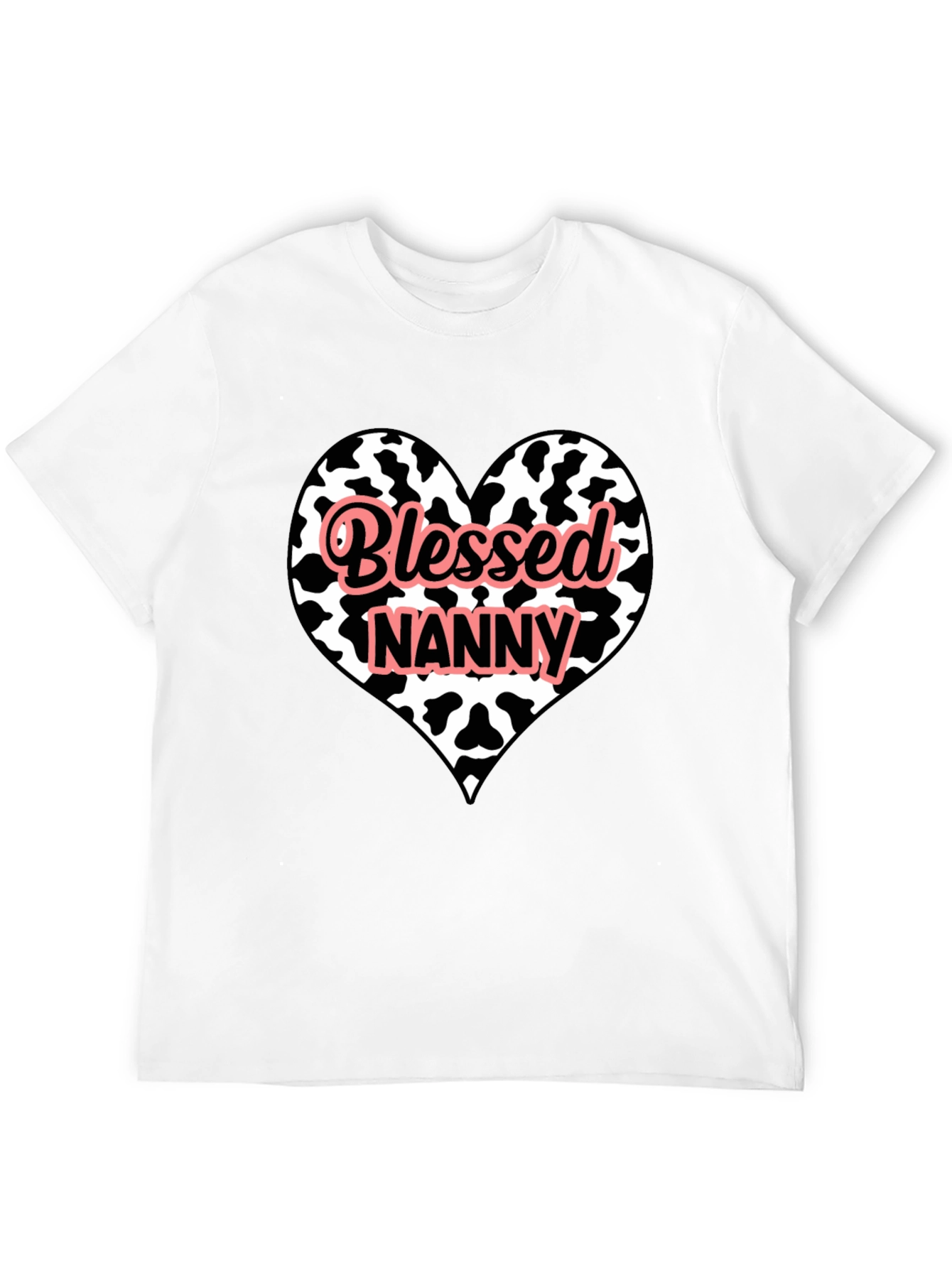 Blessed Nanny Heart Cow Print T-Shirt