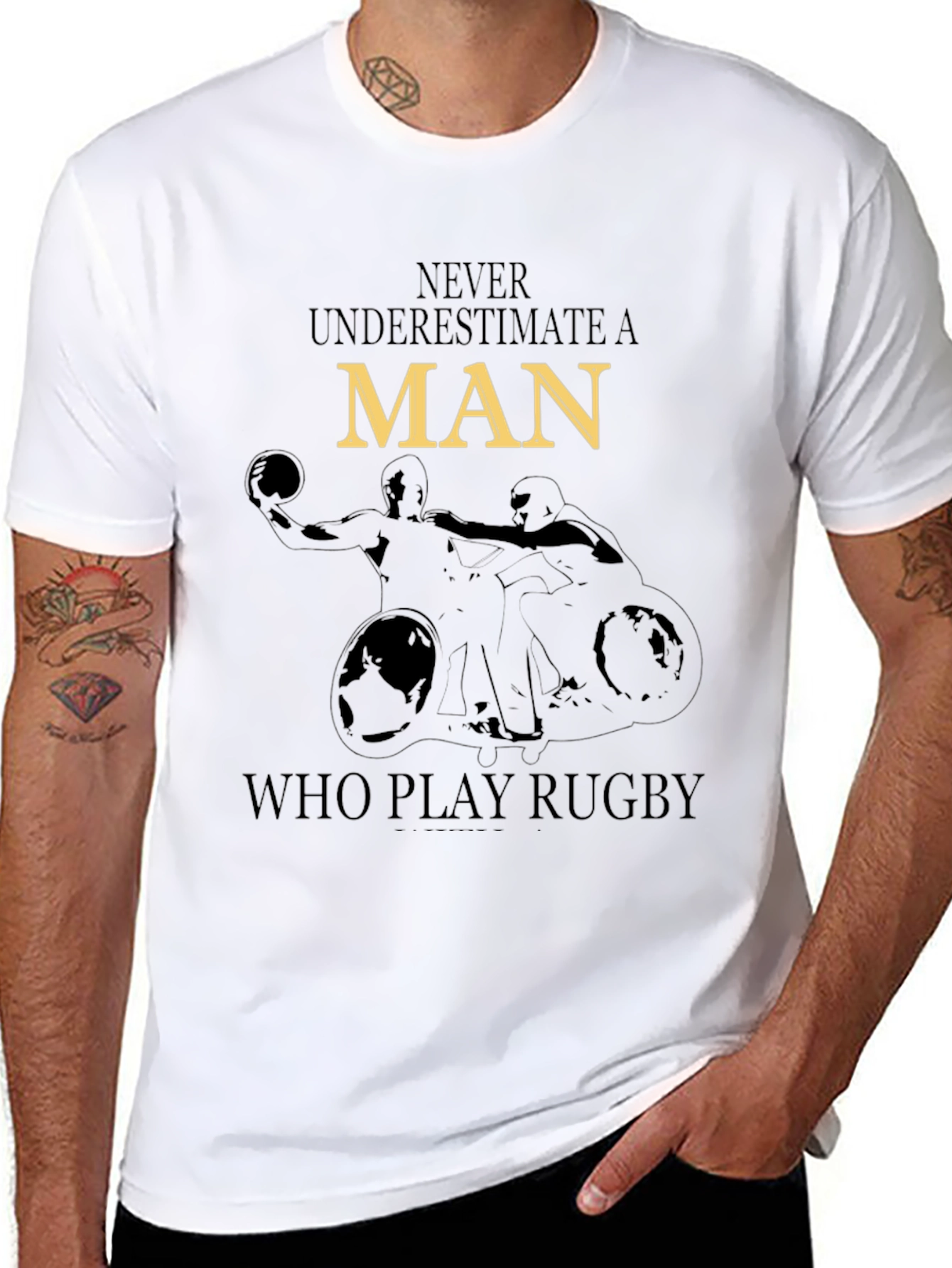 Never Underestimate A Man Who Play Rugby Black T-Shirt