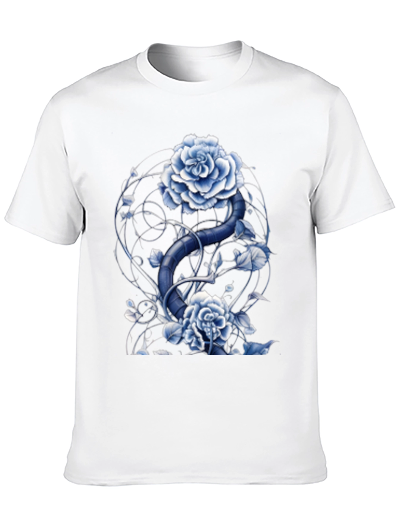 Blue Rose and Snake Graphic Tee