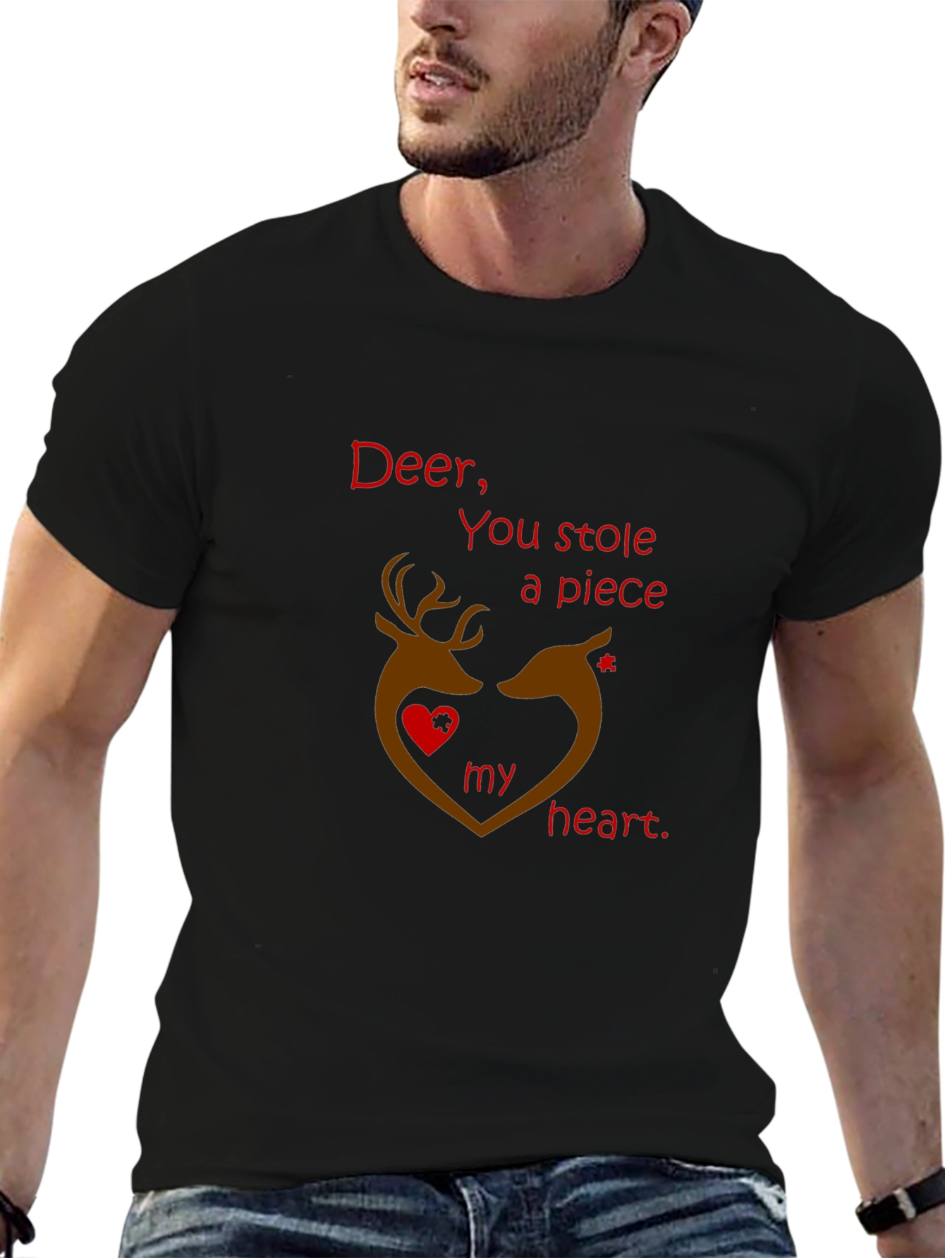 Deer Heart T-Shirt - Romantic Graphic Tee