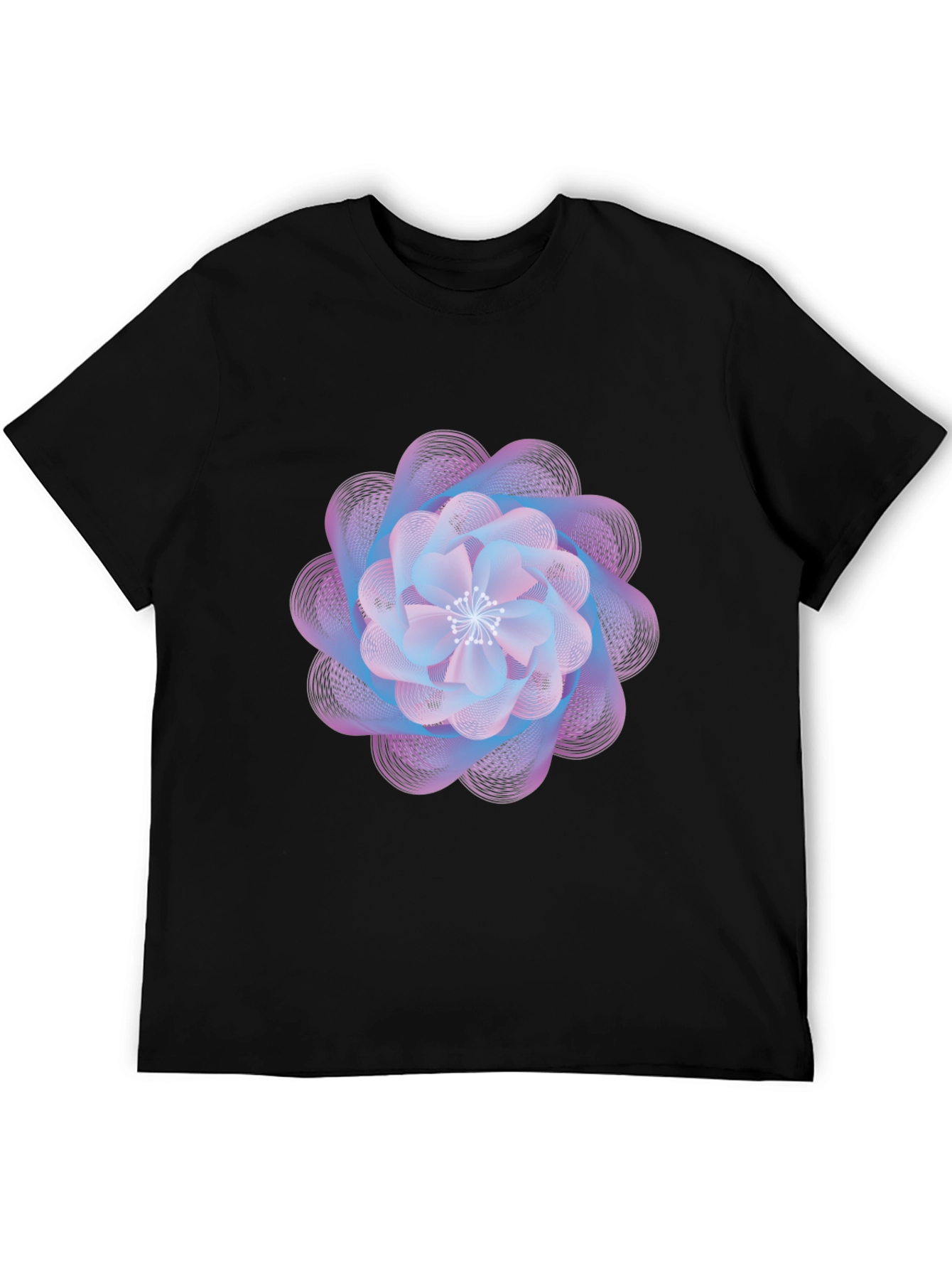 Abstract Floral Graphic Print Black T-Shirt
