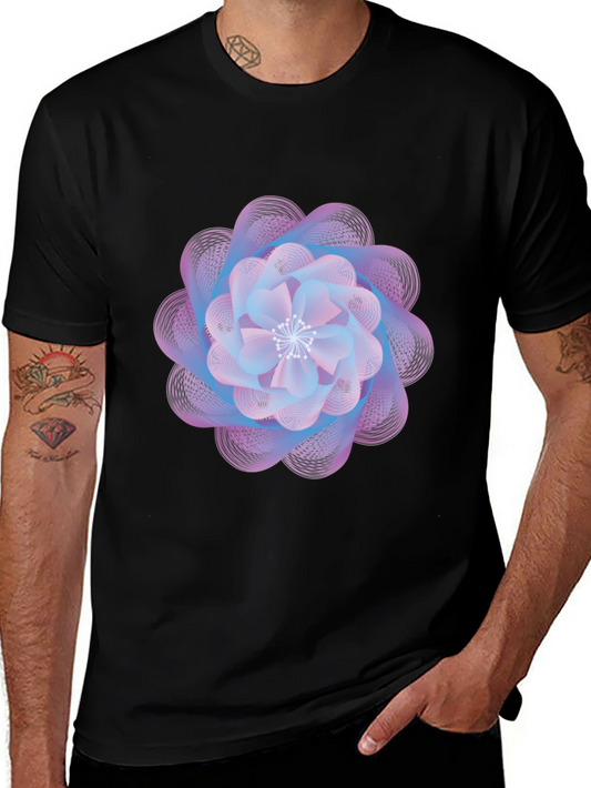 Abstract Floral Graphic Print Black T-Shirt
