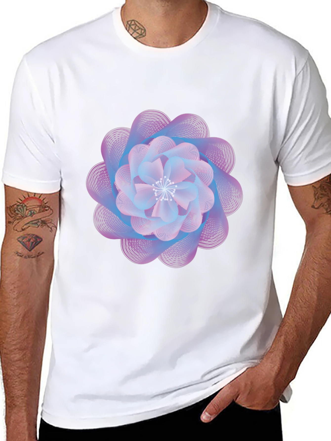 Abstract Floral Graphic Print Black T-Shirt