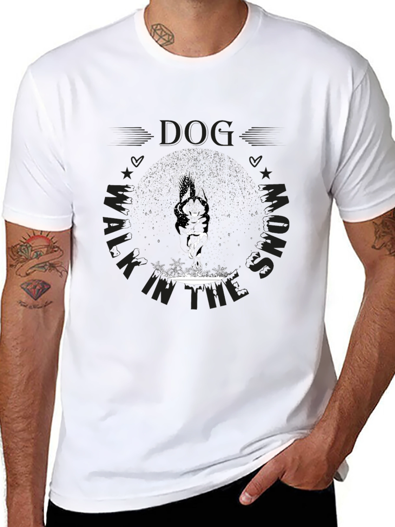 Dog Walk in Snow Graphic Tee