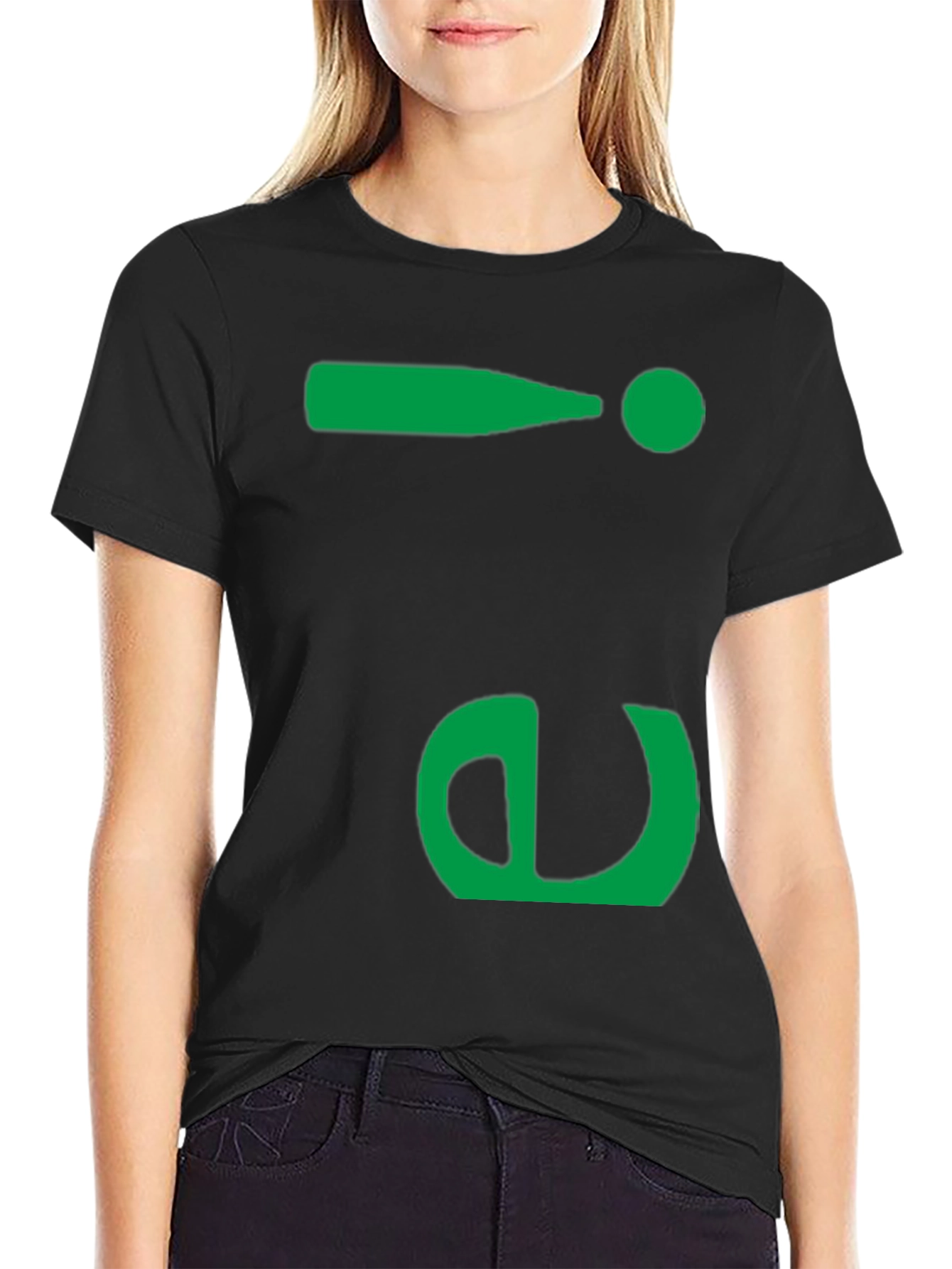 Fun Green Symbol Black T-Shirt