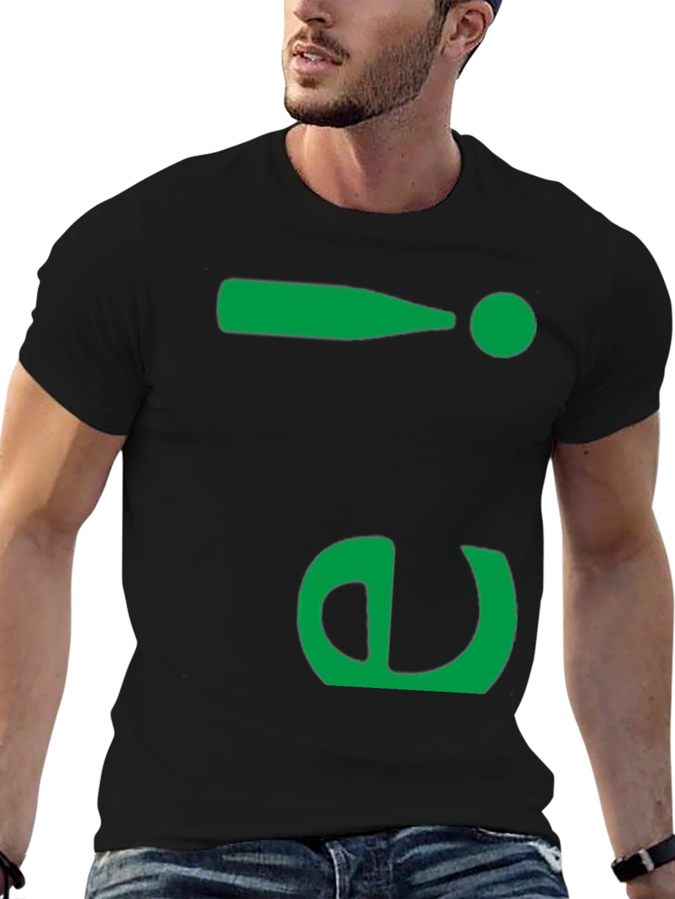 Fun Green Symbol Black T-Shirt