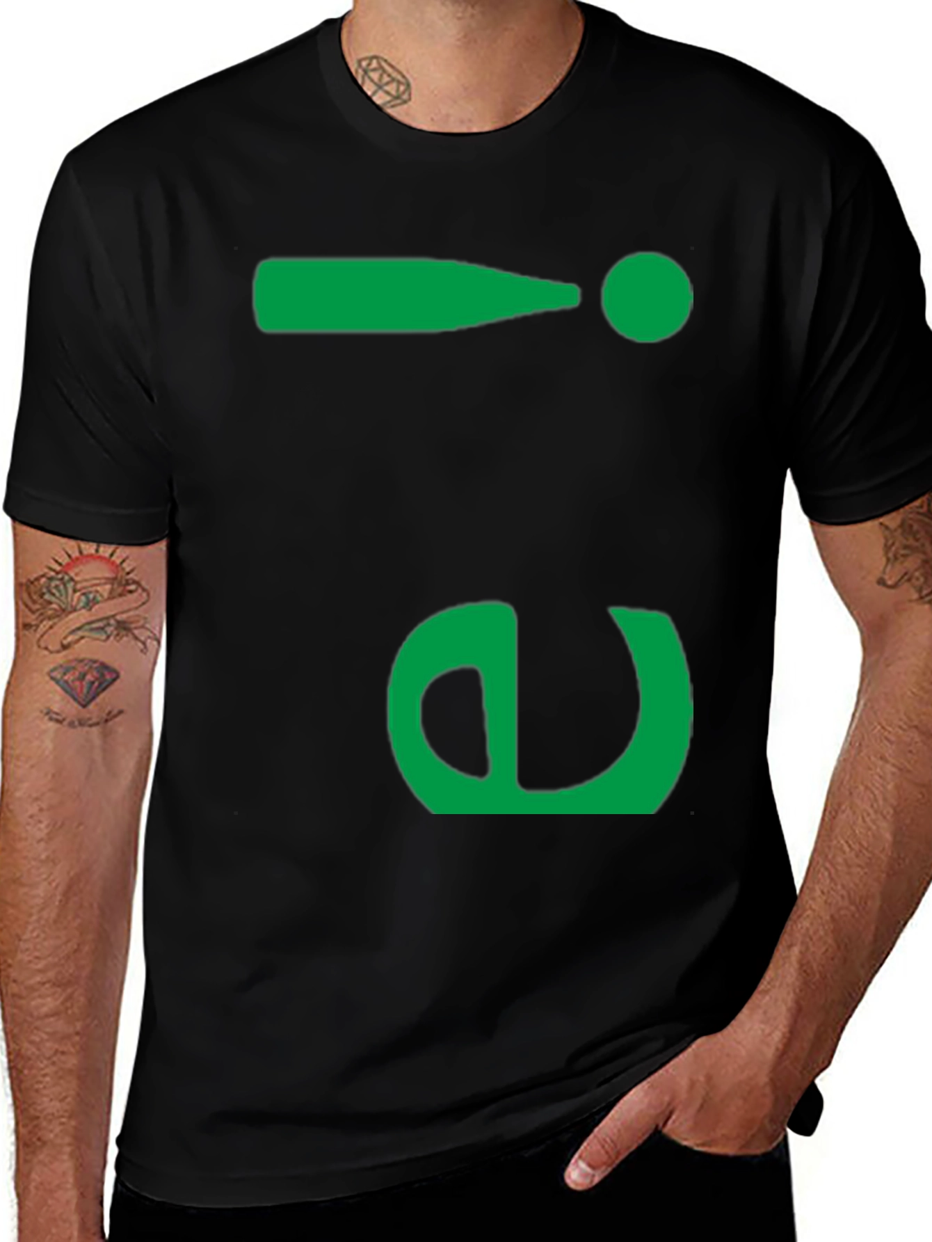 Fun Green Symbol Black T-Shirt