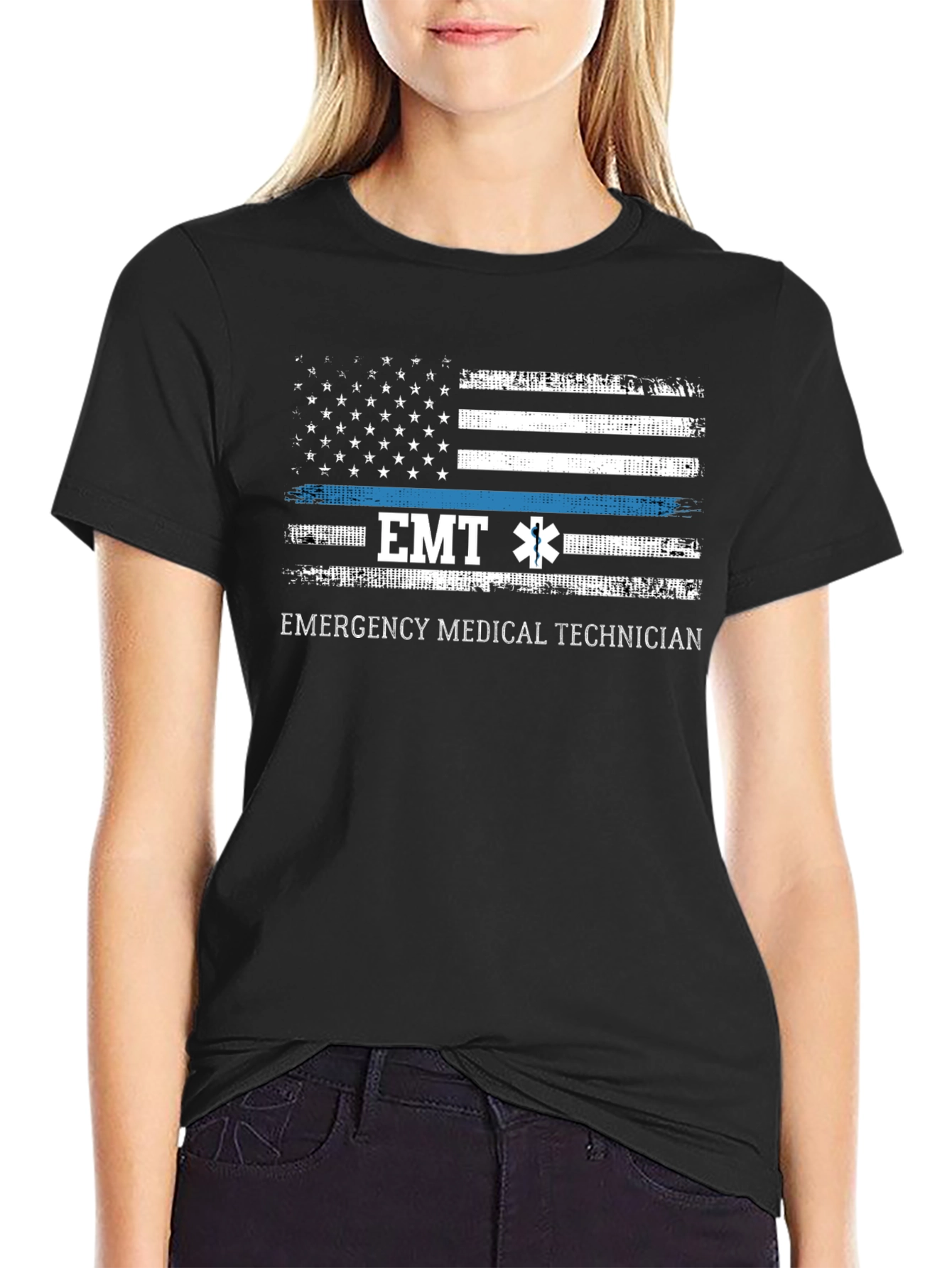 EMT Emergency Medical Technician American Flag T-Shirt