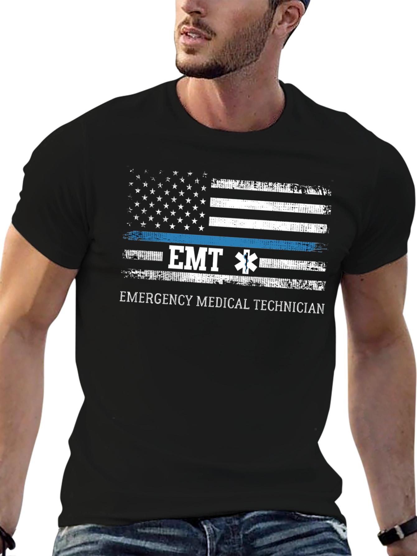 EMT Emergency Medical Technician American Flag T-Shirt
