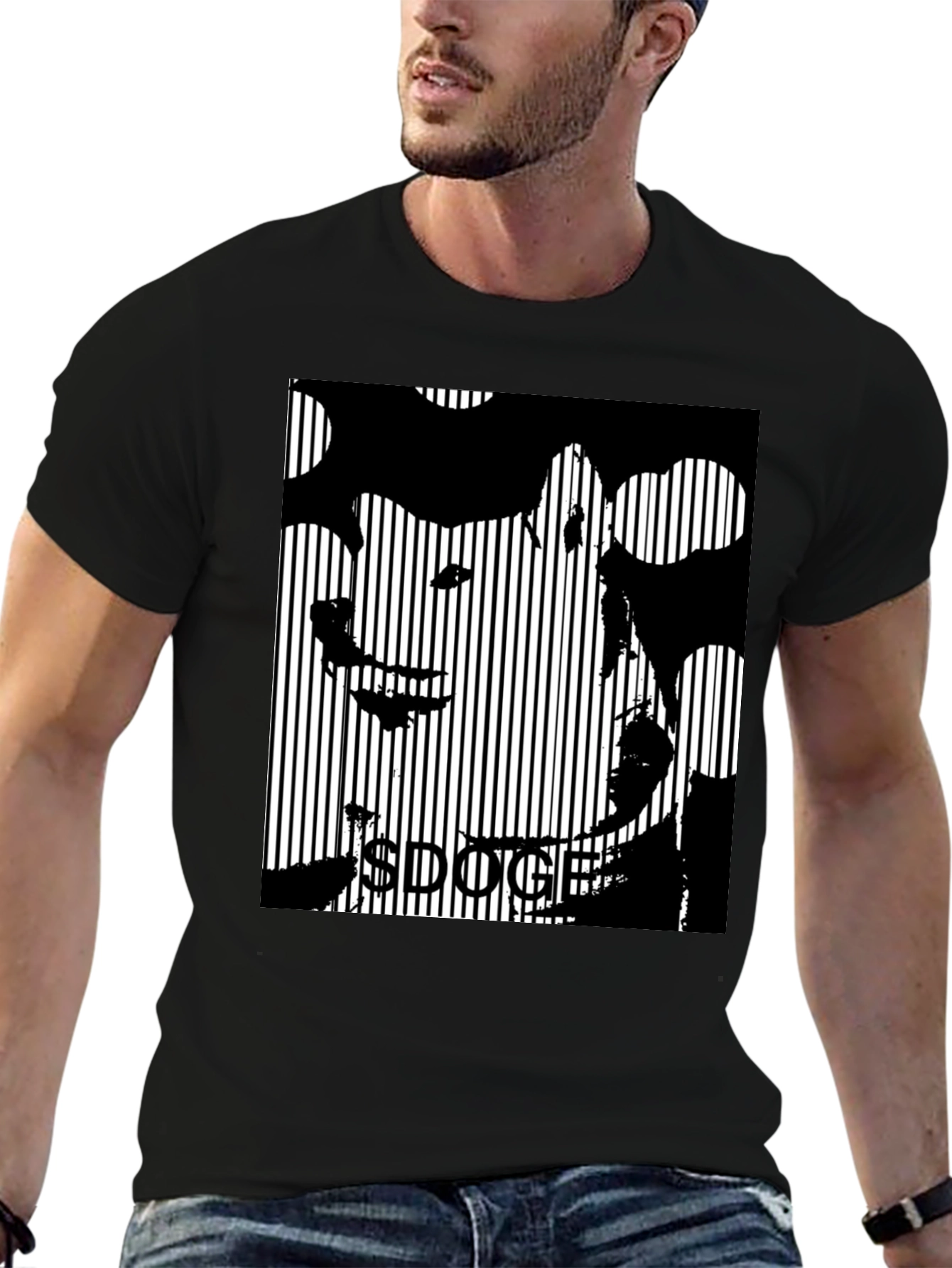 Doge Vertical Stripe Graphic Tee
