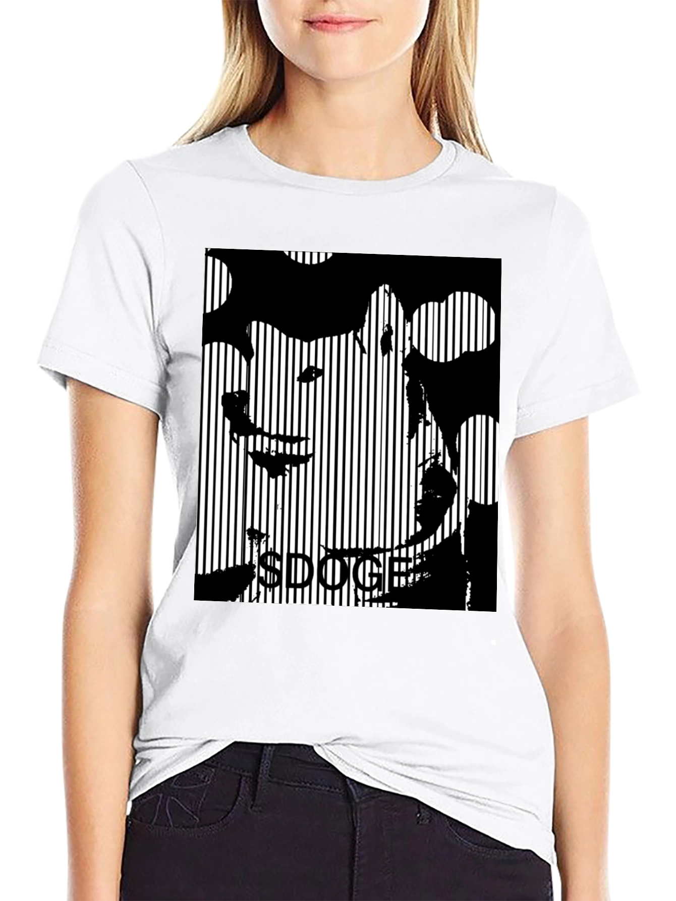 Doge Vertical Stripe Graphic Tee