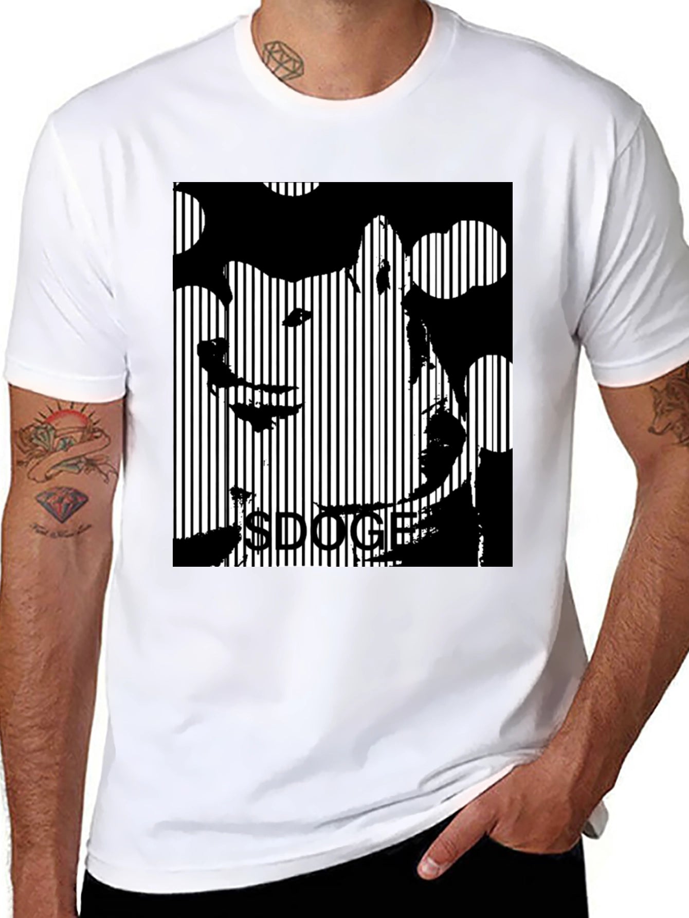 Doge Vertical Stripe Graphic Tee