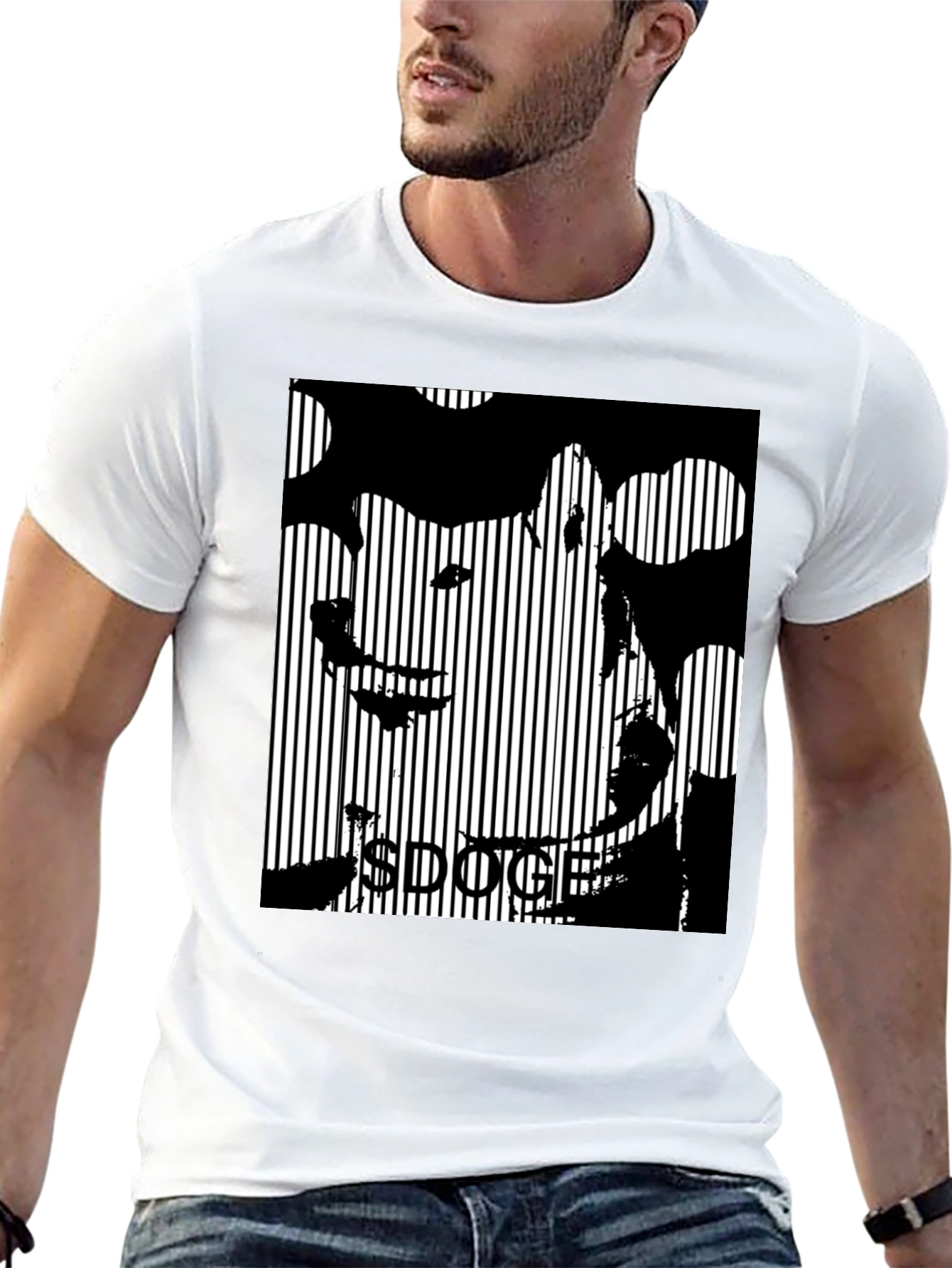 Doge Vertical Stripe Graphic Tee