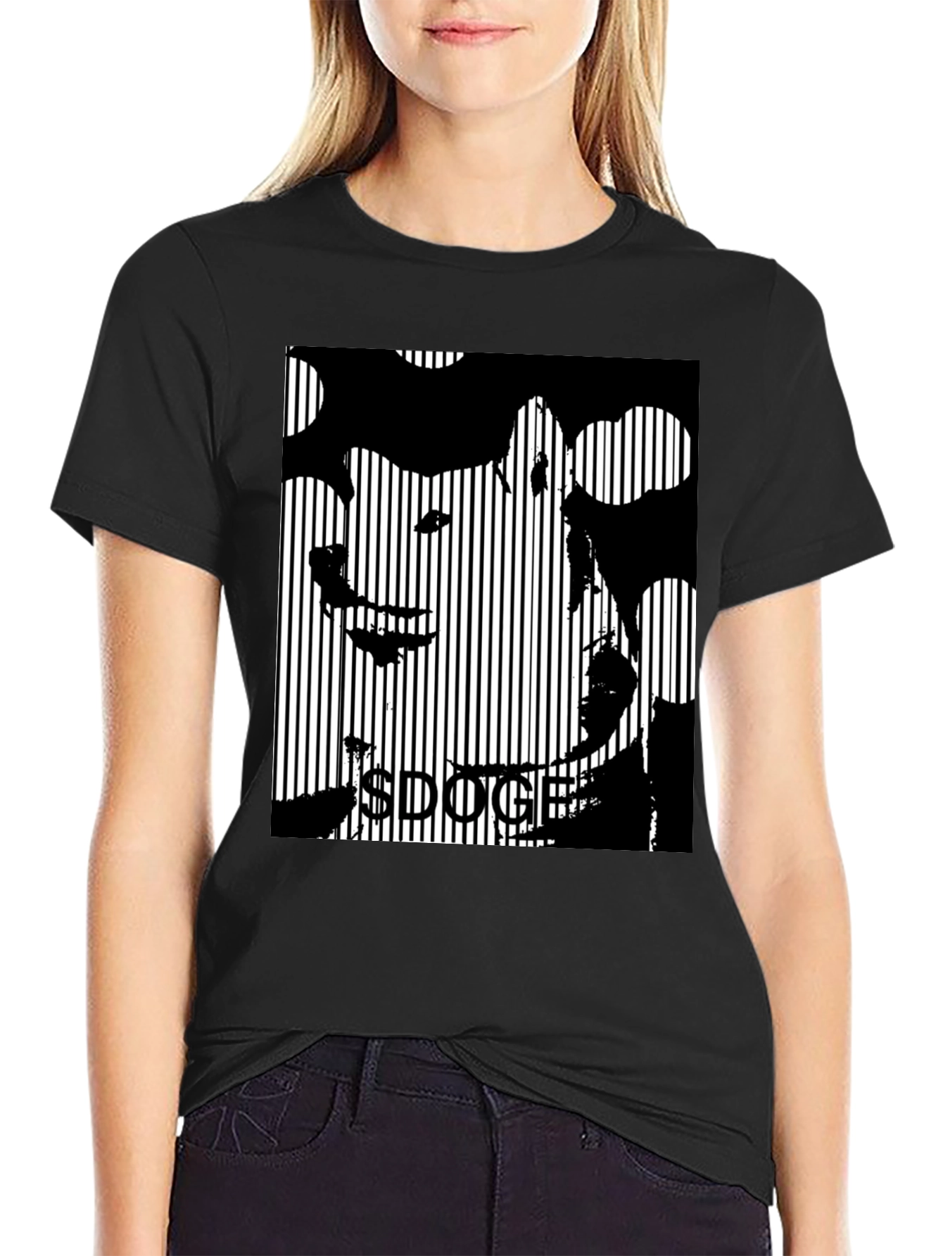Doge Vertical Stripe Graphic Tee