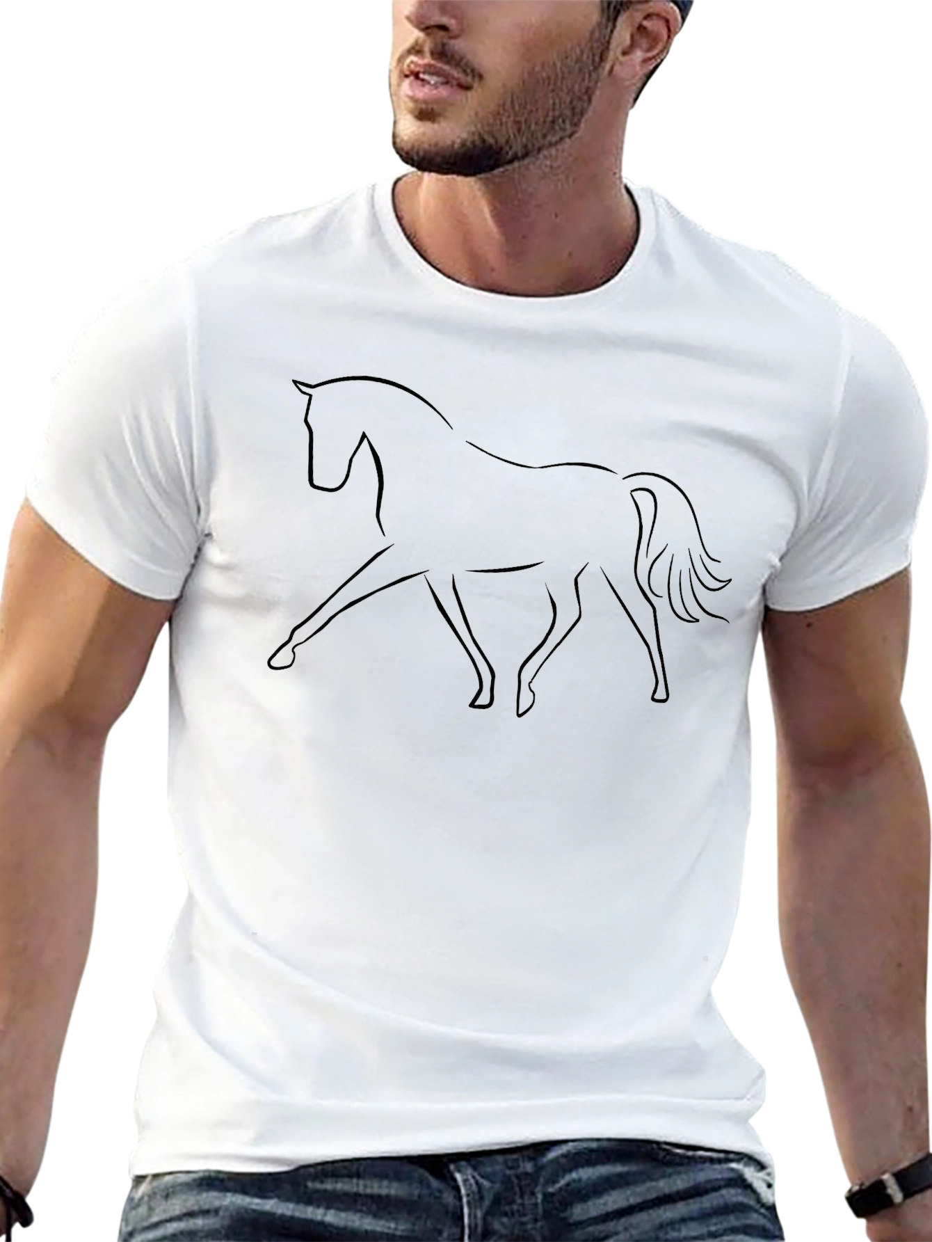 Elegant Horse Graphic Tee - Black