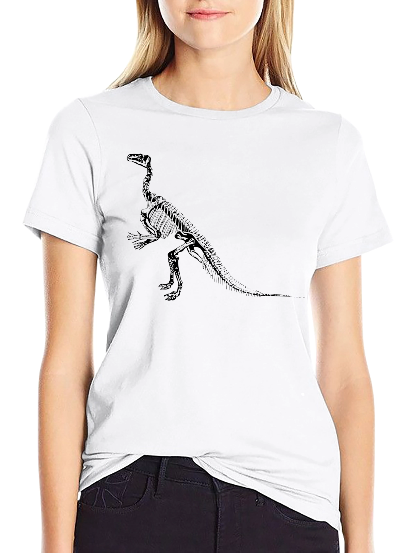 Dinosaur Skeleton Graphic Tee - Black