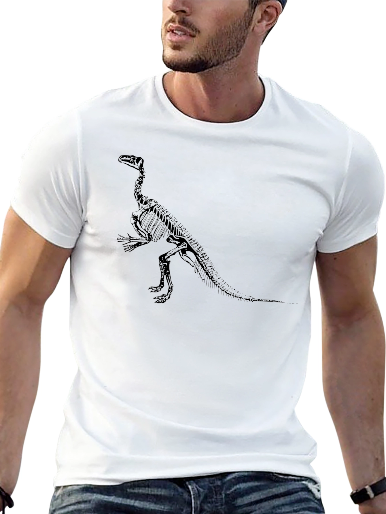 Dinosaur Skeleton Graphic Tee - Black