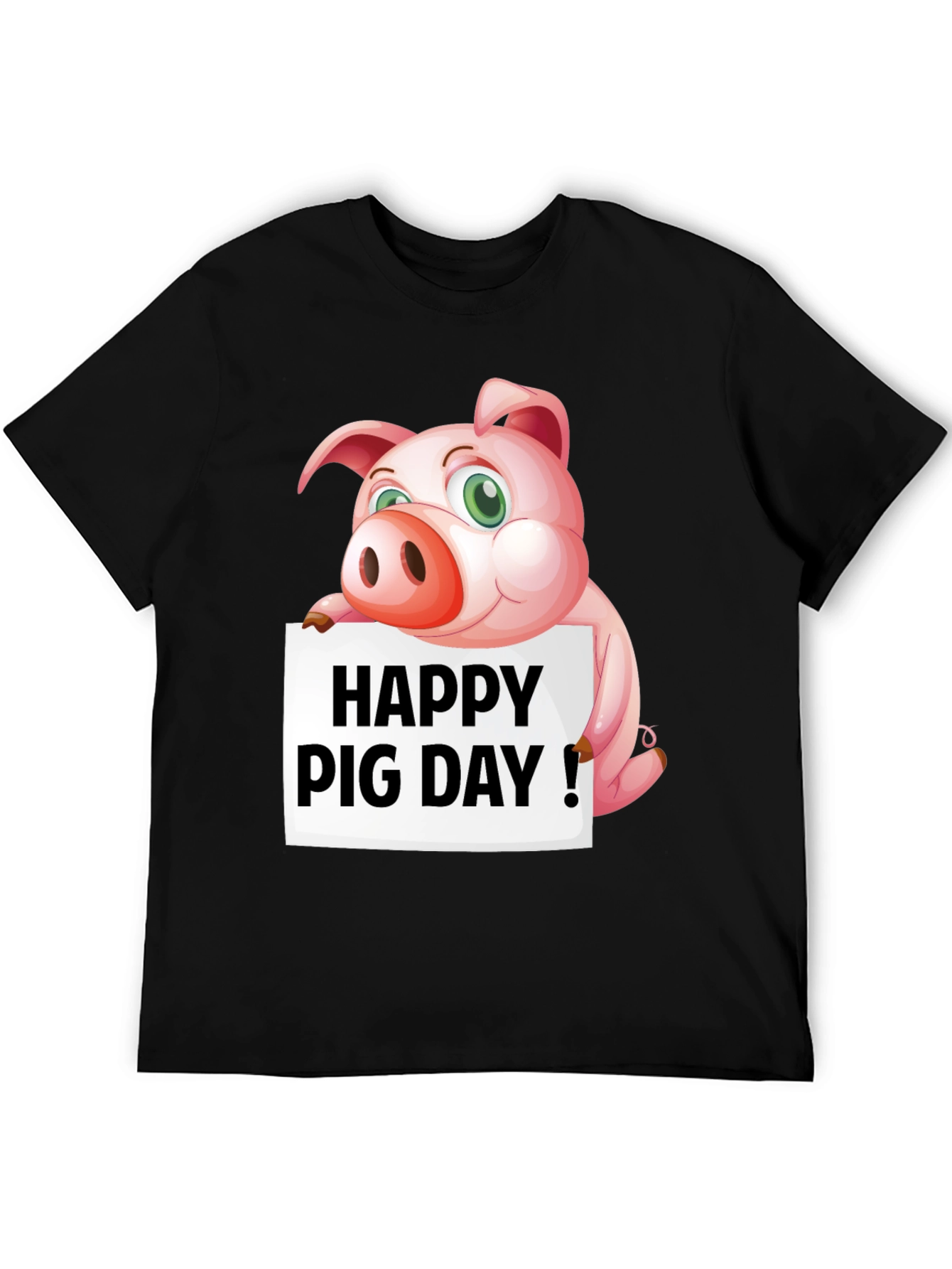 Happy Pig Day T-Shirt - Mens Black Tee