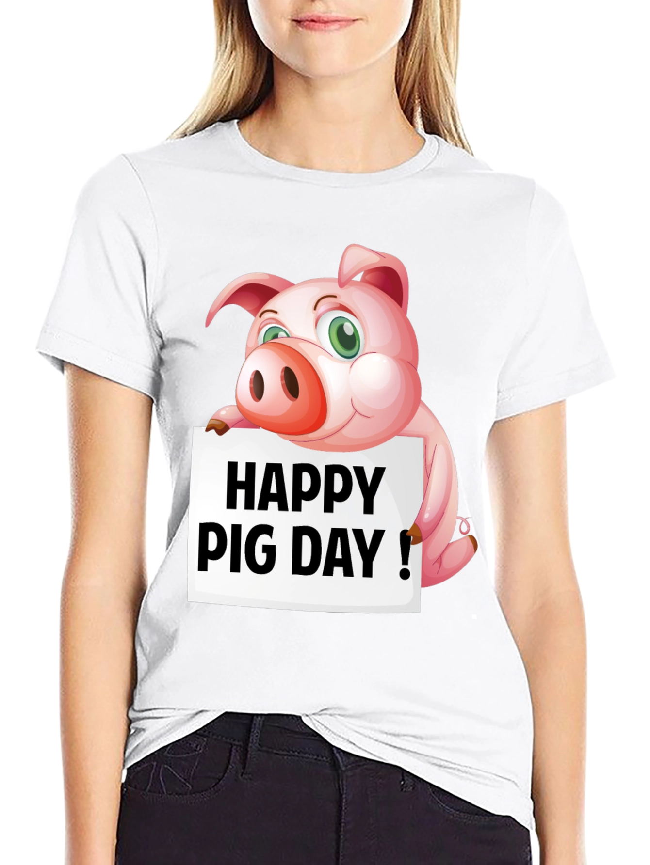 Happy Pig Day T-Shirt - Mens Black Tee