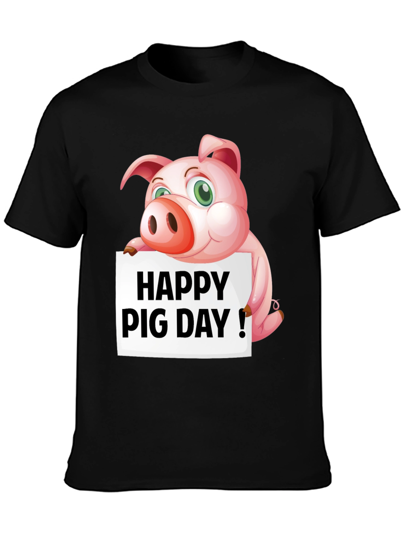 Happy Pig Day T-Shirt - Mens Black Tee