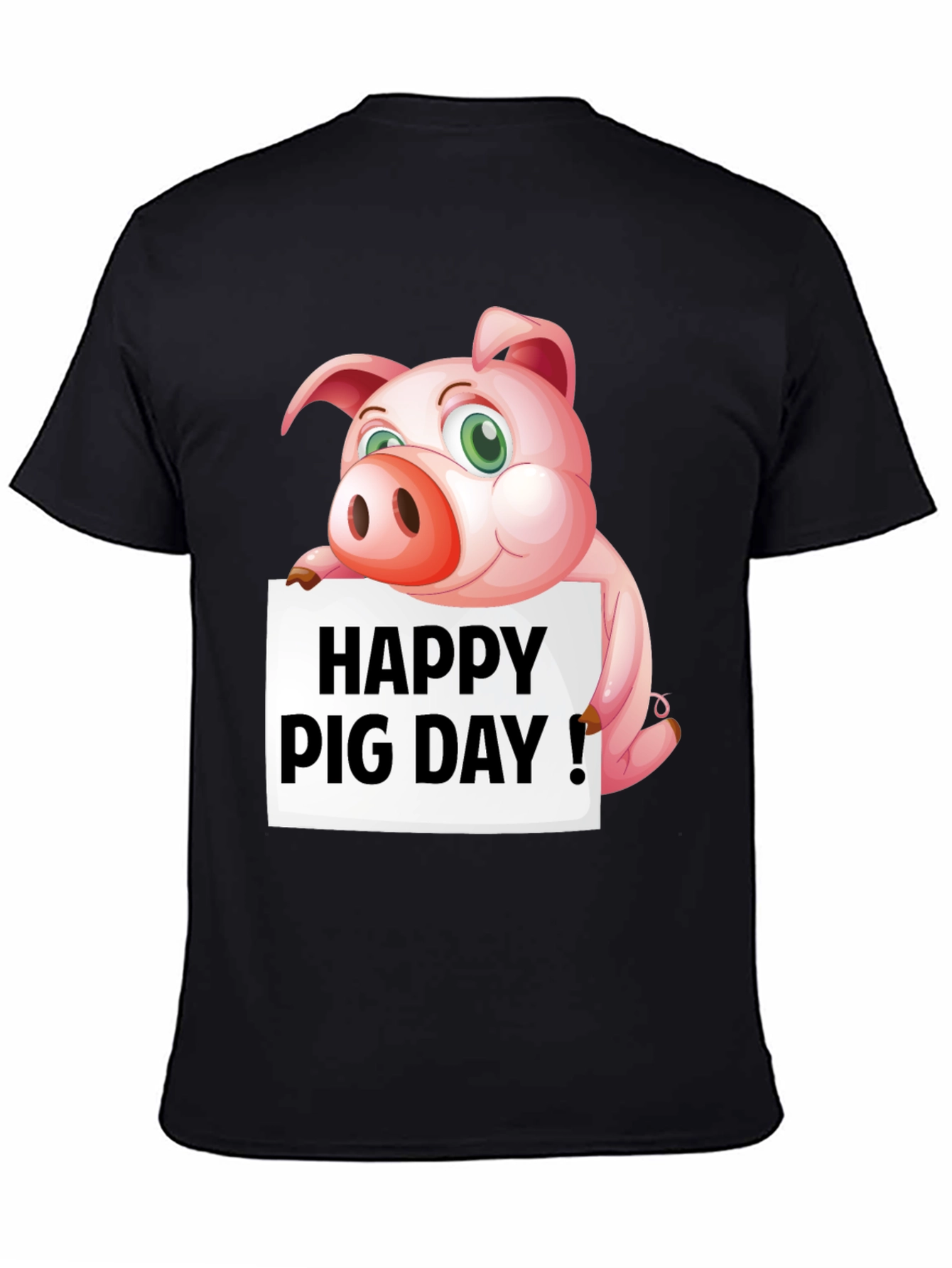 Happy Pig Day T-Shirt - Mens Black Tee