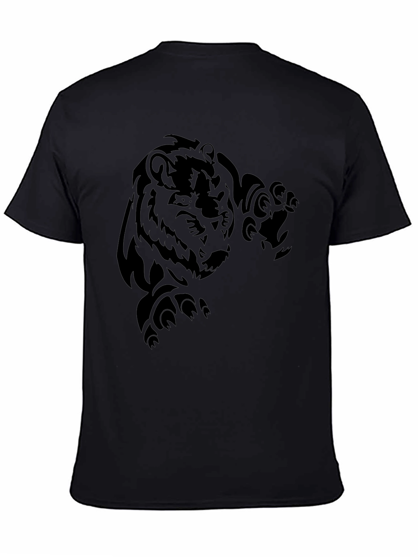 Mens Black Bear Graphic Tee - Tribal Design