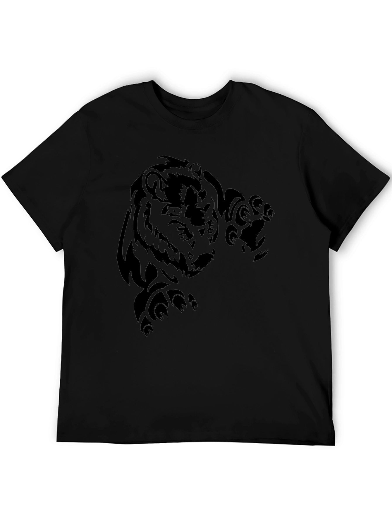 Mens Black Bear Graphic Tee - Tribal Design