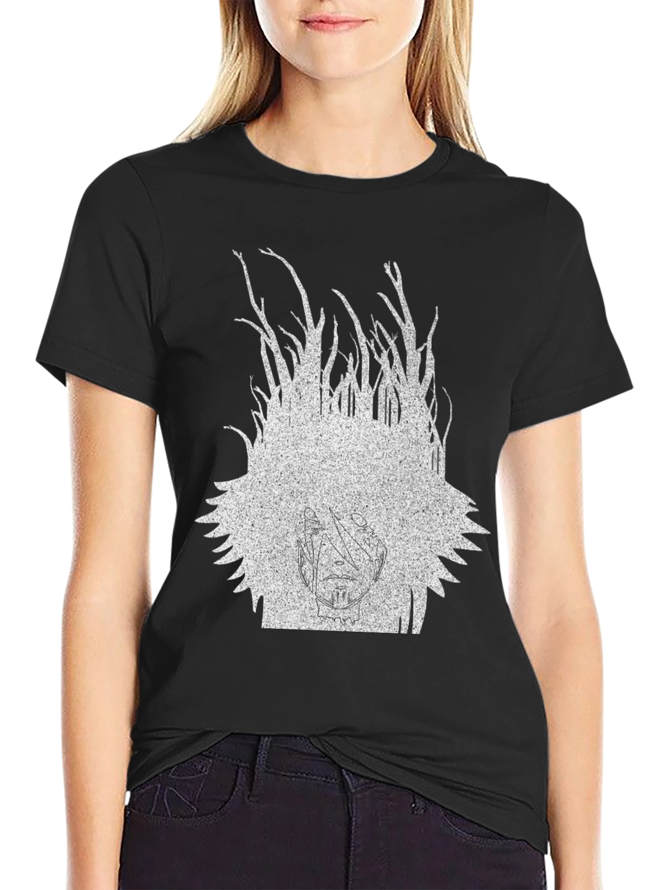 Abstract Graphic Print Black Casual T-Shirt