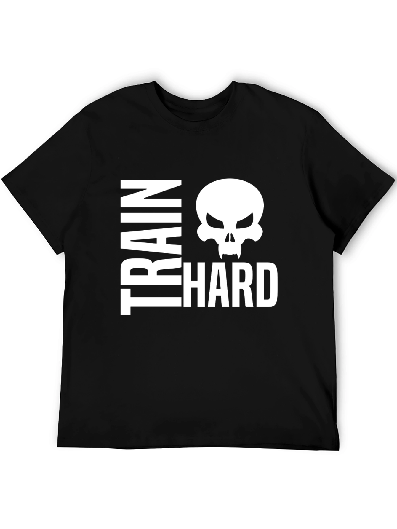 Train Hard Skull Graphic T-Shirt Black
