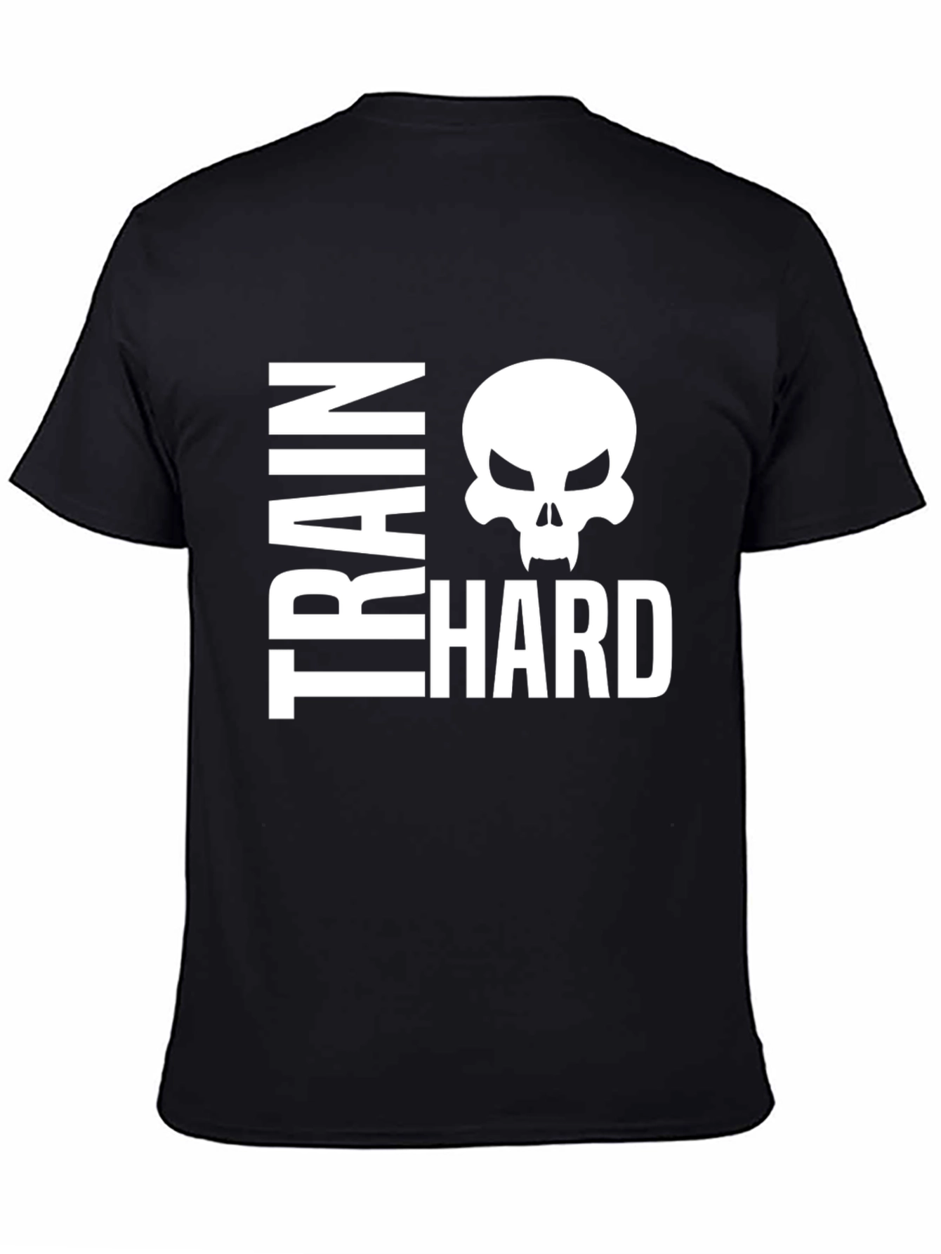 Train Hard Skull Graphic T-Shirt Black
