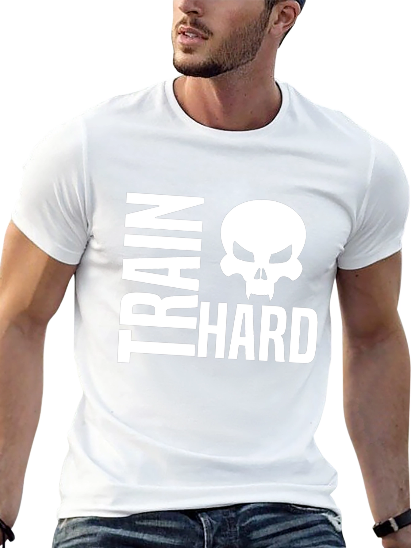 Train Hard Skull Graphic T-Shirt Black