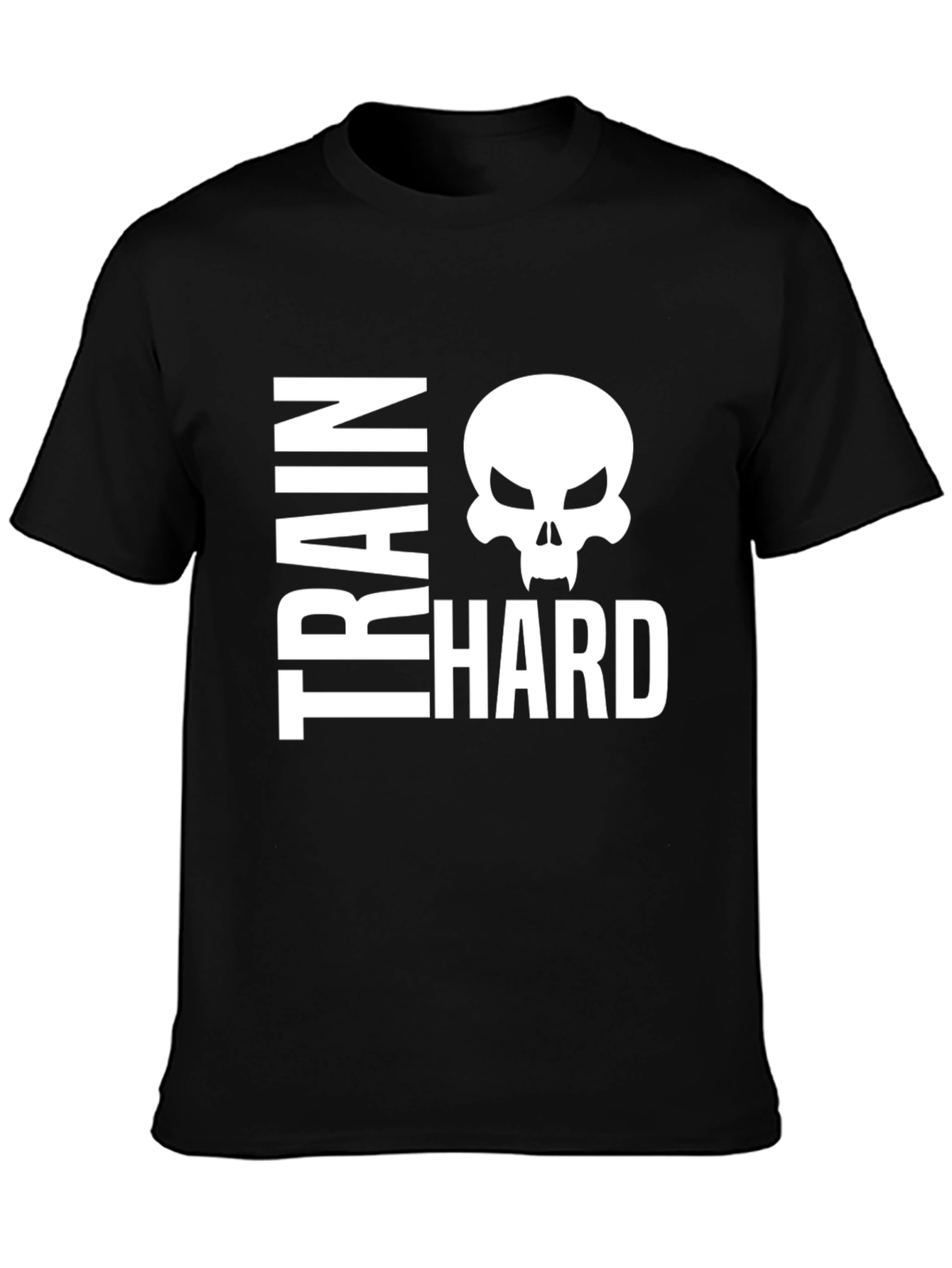 Train Hard Skull Graphic T-Shirt Black