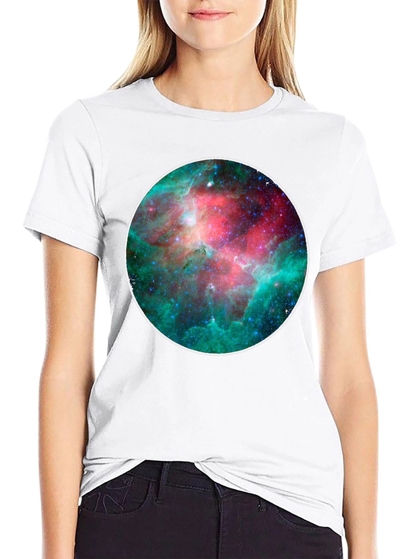Cosmic Nebula Print Black T-Shirt