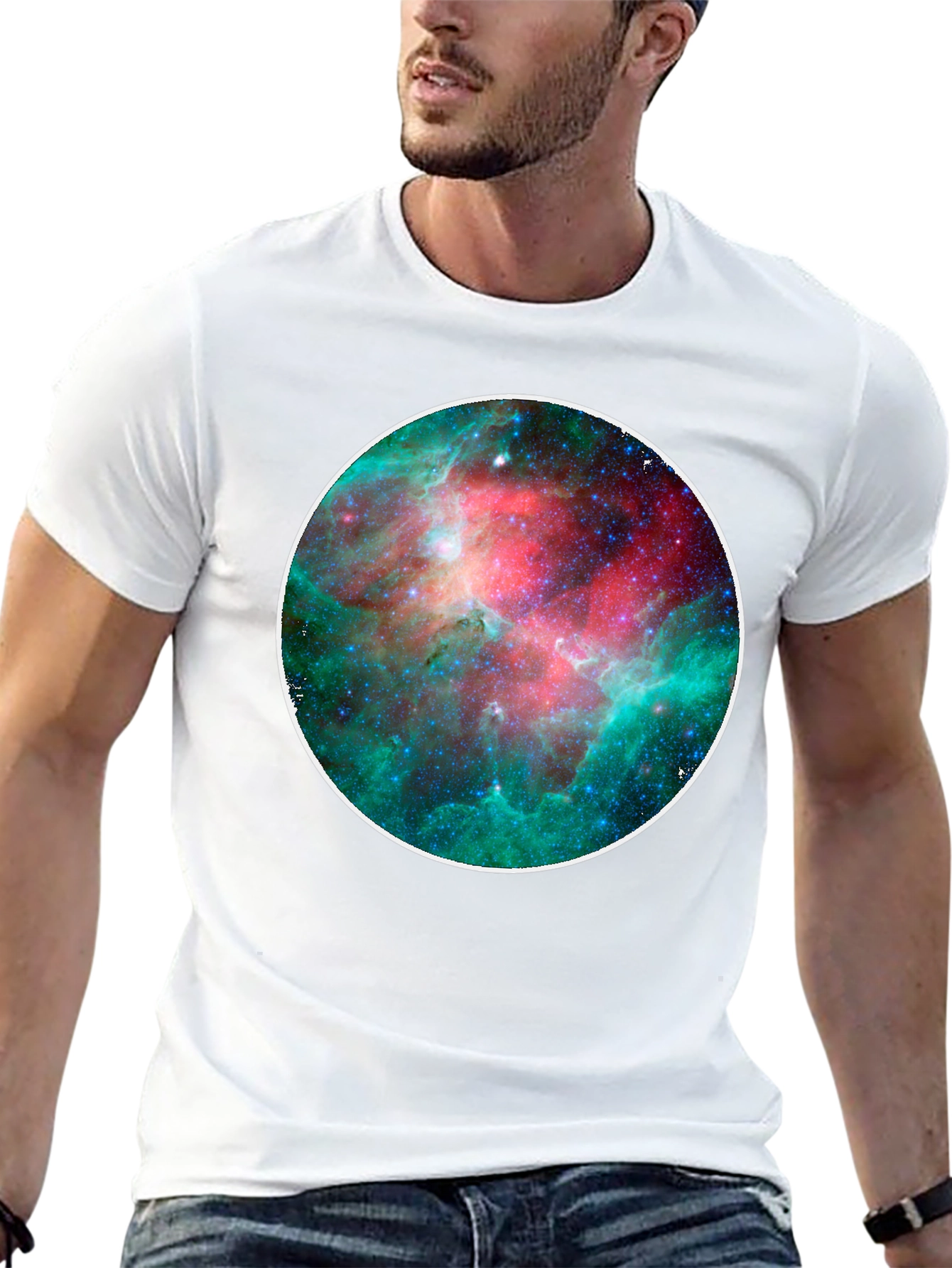 Cosmic Nebula Print Black T-Shirt