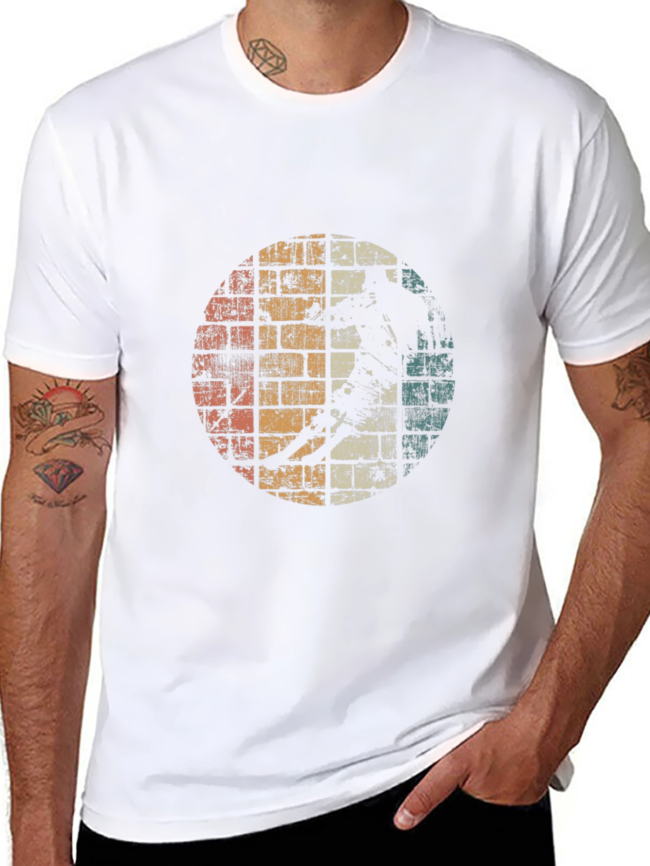 Retro Graphic T-Shirt - Distressed Skater Design