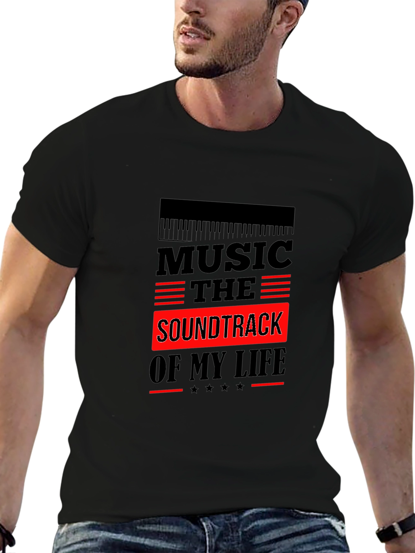 Music is the Soundtrack of My Life Black T-Shirt