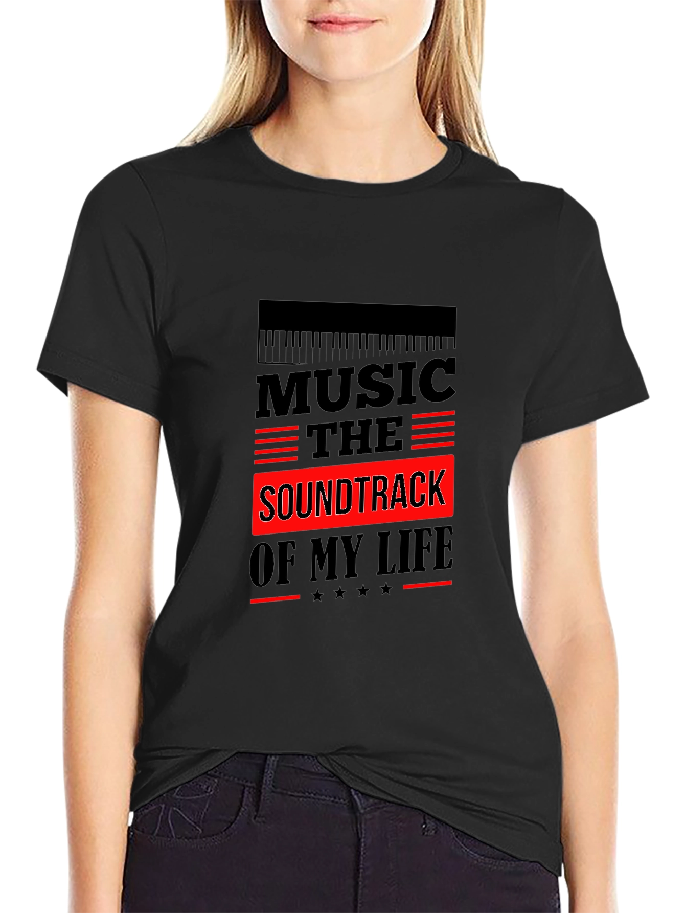 Music is the Soundtrack of My Life Black T-Shirt
