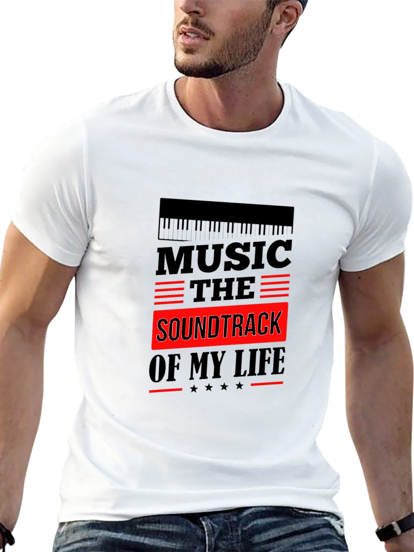 Music is the Soundtrack of My Life Black T-Shirt