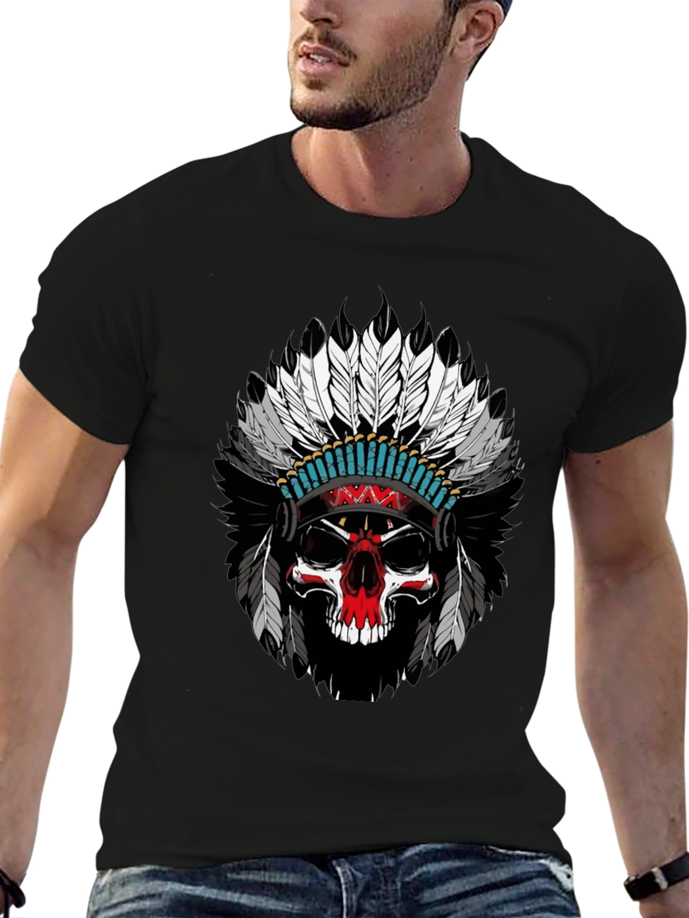 Skull Headdress Graphic T-Shirt