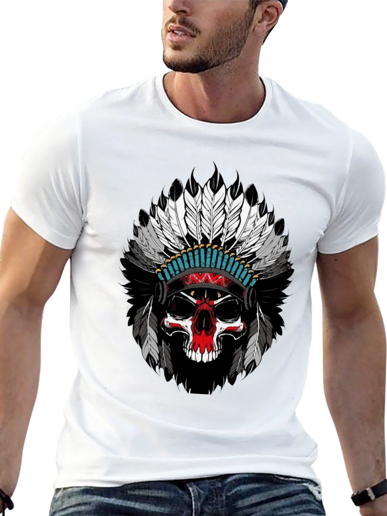 Skull Headdress Graphic T-Shirt