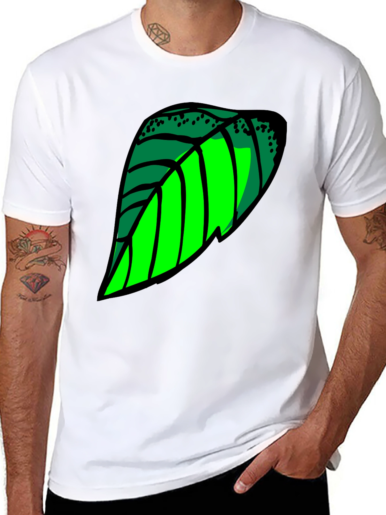 Leaf Graphic T-Shirt - Cool Green Design