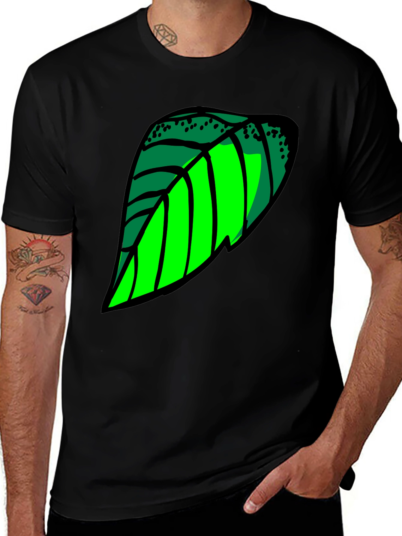 Leaf Graphic T-Shirt - Cool Green Design