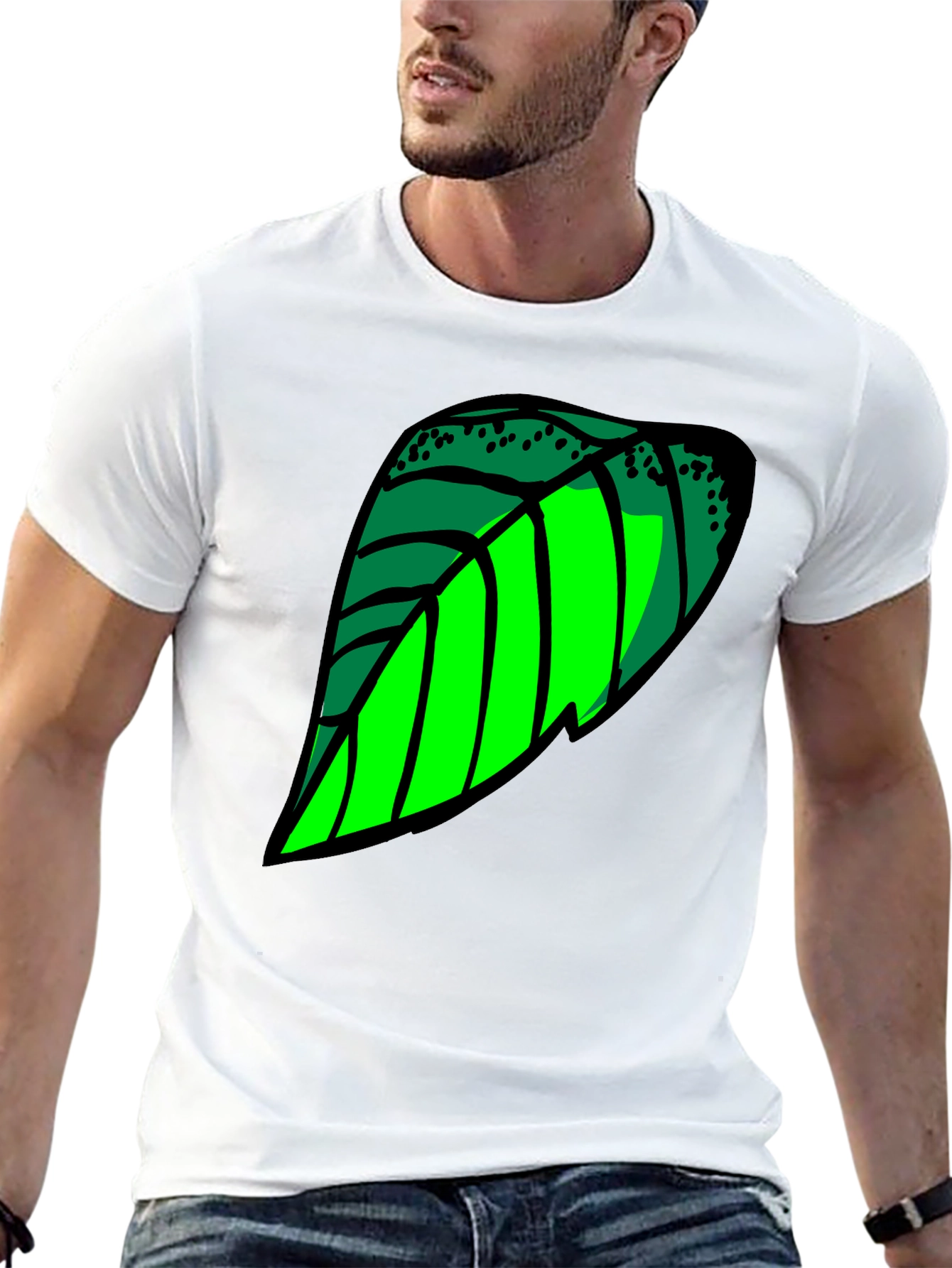 Leaf Graphic T-Shirt - Cool Green Design