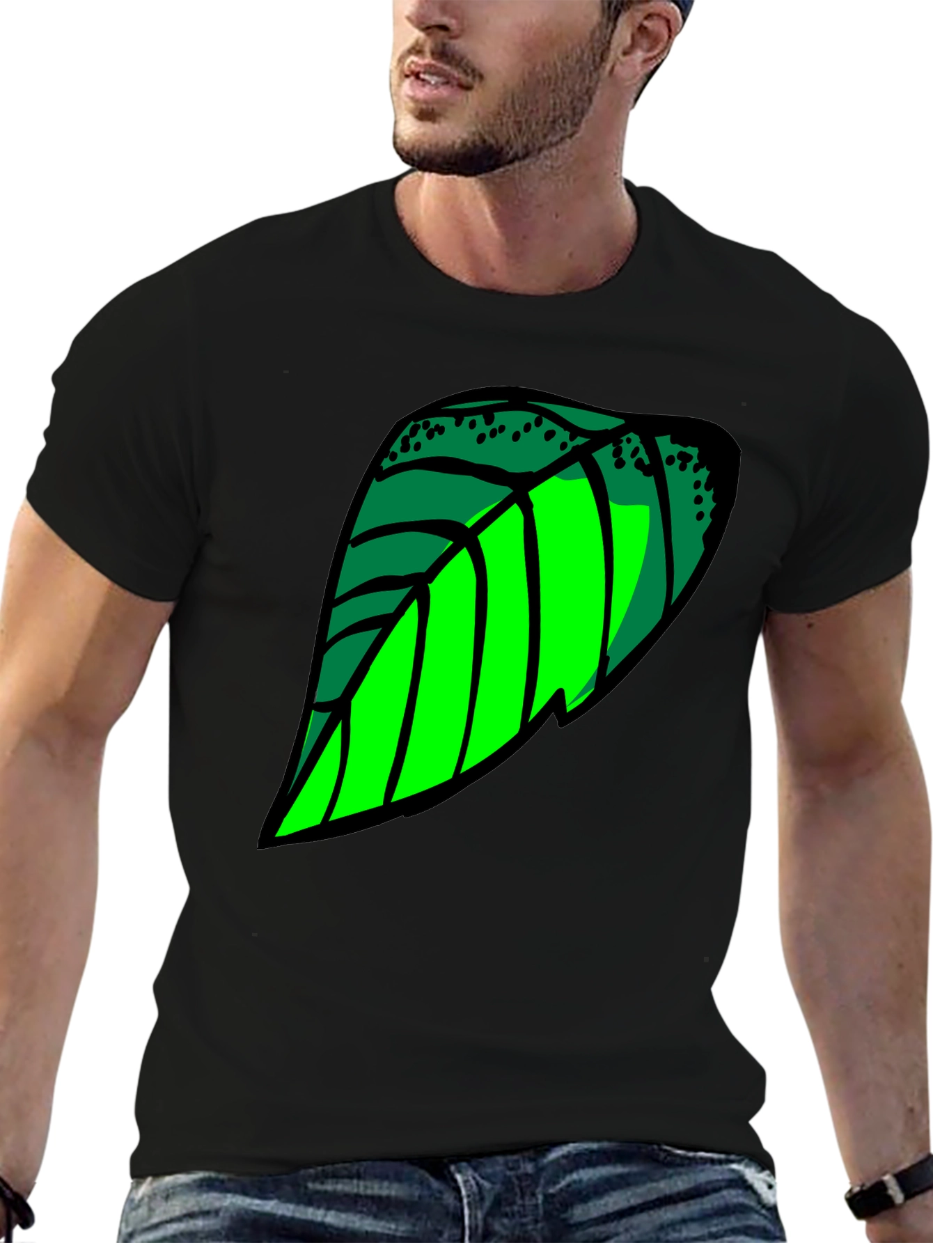 Leaf Graphic T-Shirt - Cool Green Design