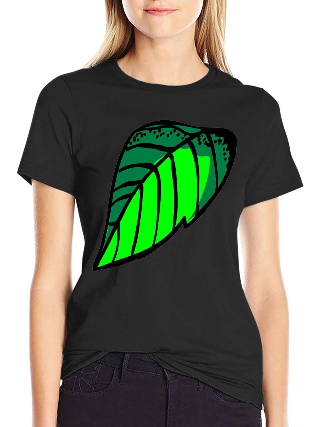 Leaf Graphic T-Shirt - Cool Green Design