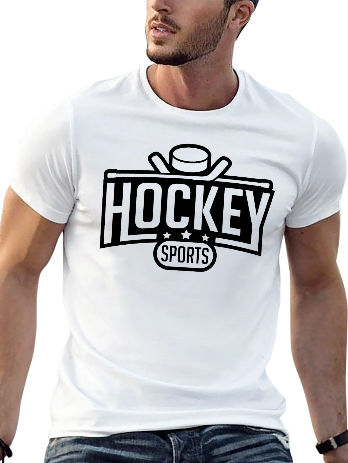Hockey Sports Graphic Tee - Stylish Black T-Shirt