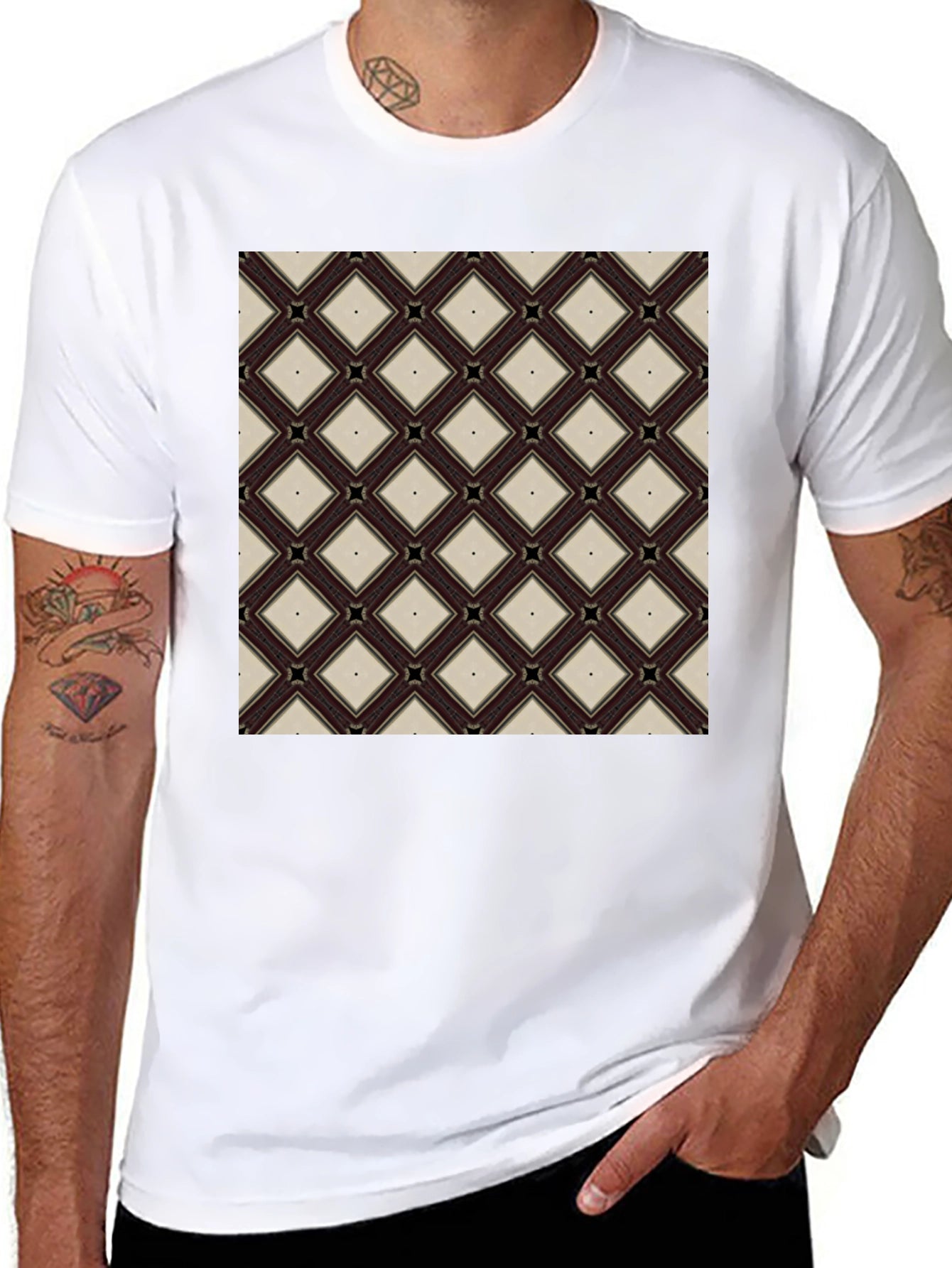 Diamond Pattern Tee - Modern Geometric Design