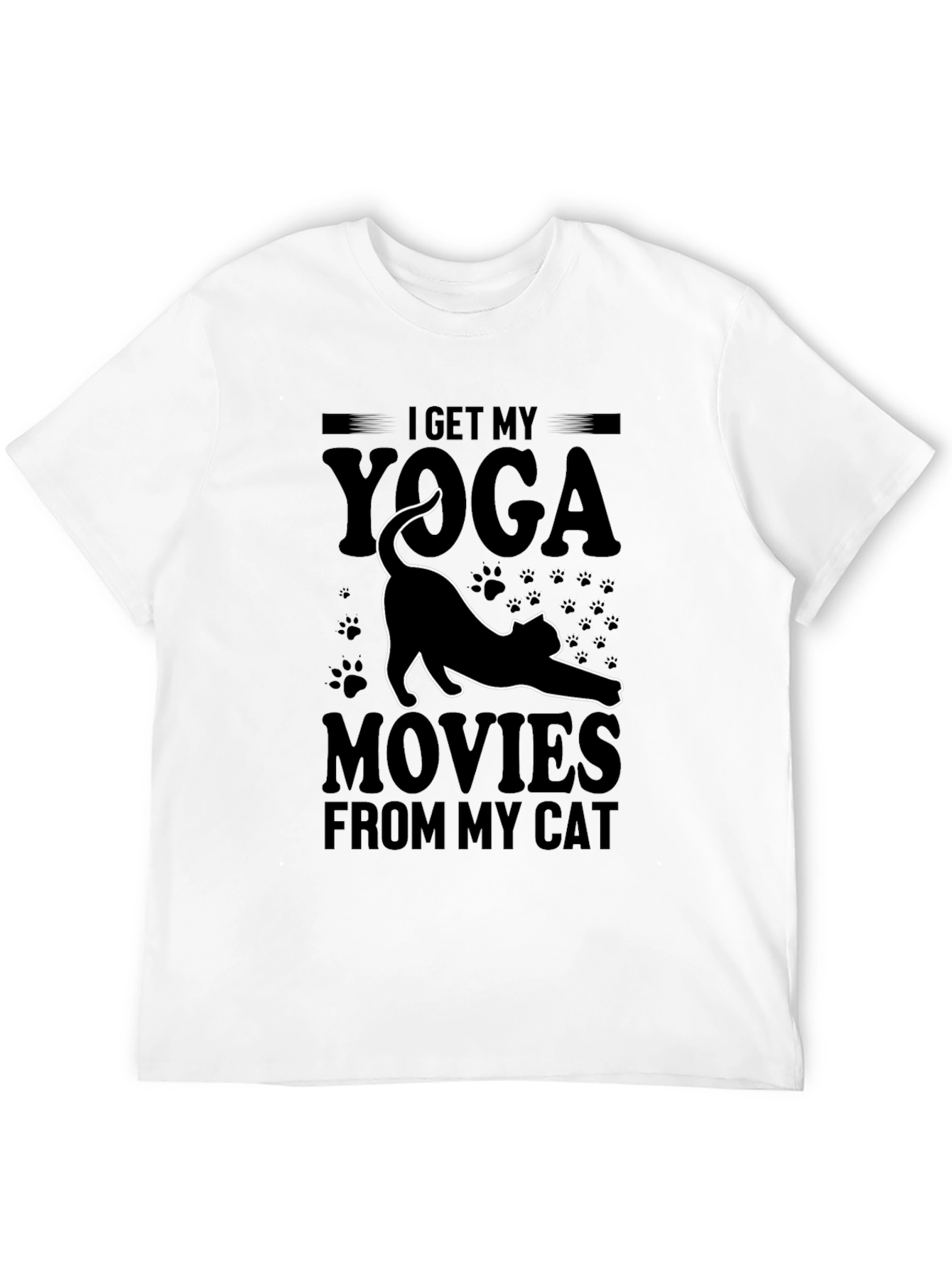 Yoga Cat Graphic T-Shirt - Black