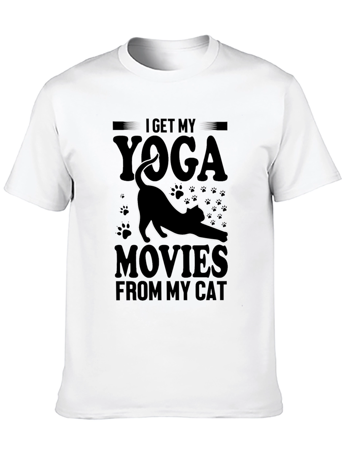 Yoga Cat Graphic T-Shirt - Black